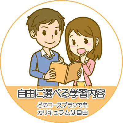 自由に学べる学習内容
短期専用のものを除き、どのコースプランでもカリキュラムに制限はありません